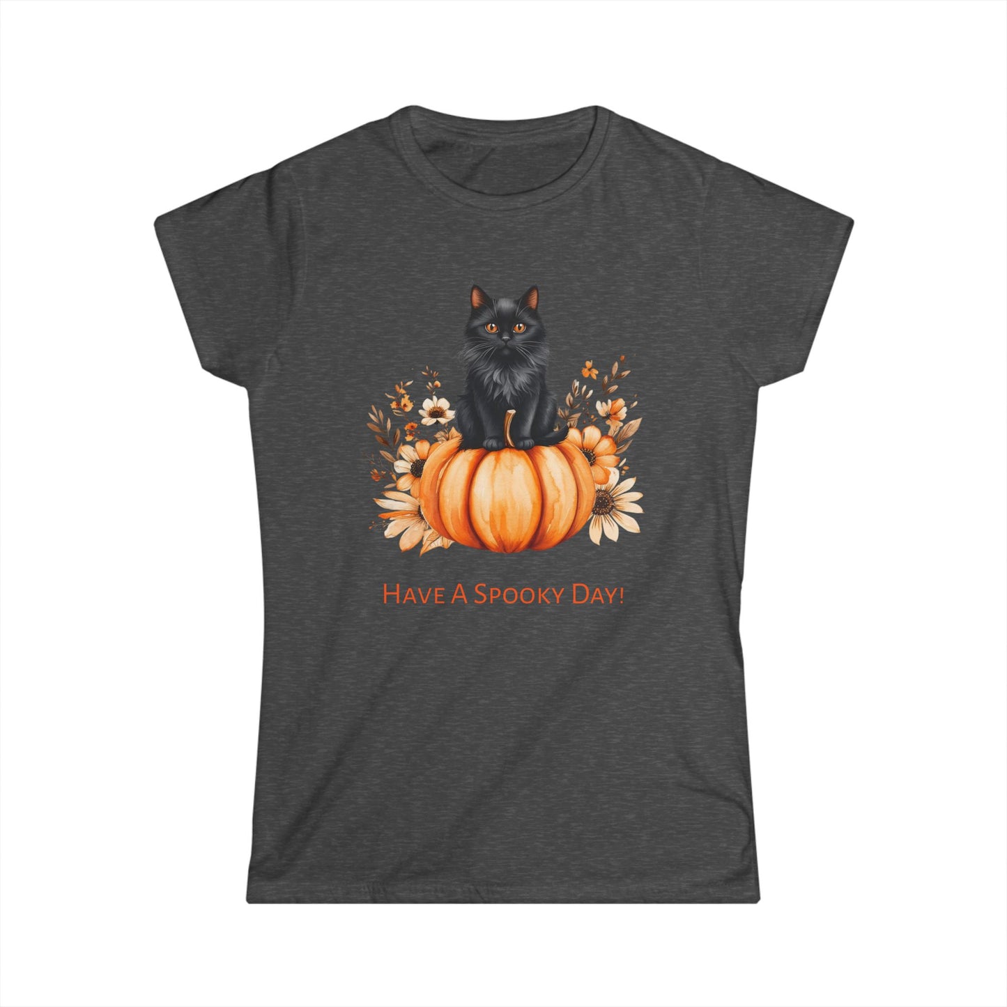Halloween Cat Tee, Spooky Day Shirt, Fall Outfit, Pumpkin Lover Gift, Women's Graphic Tee, Cute Halloween Apparel