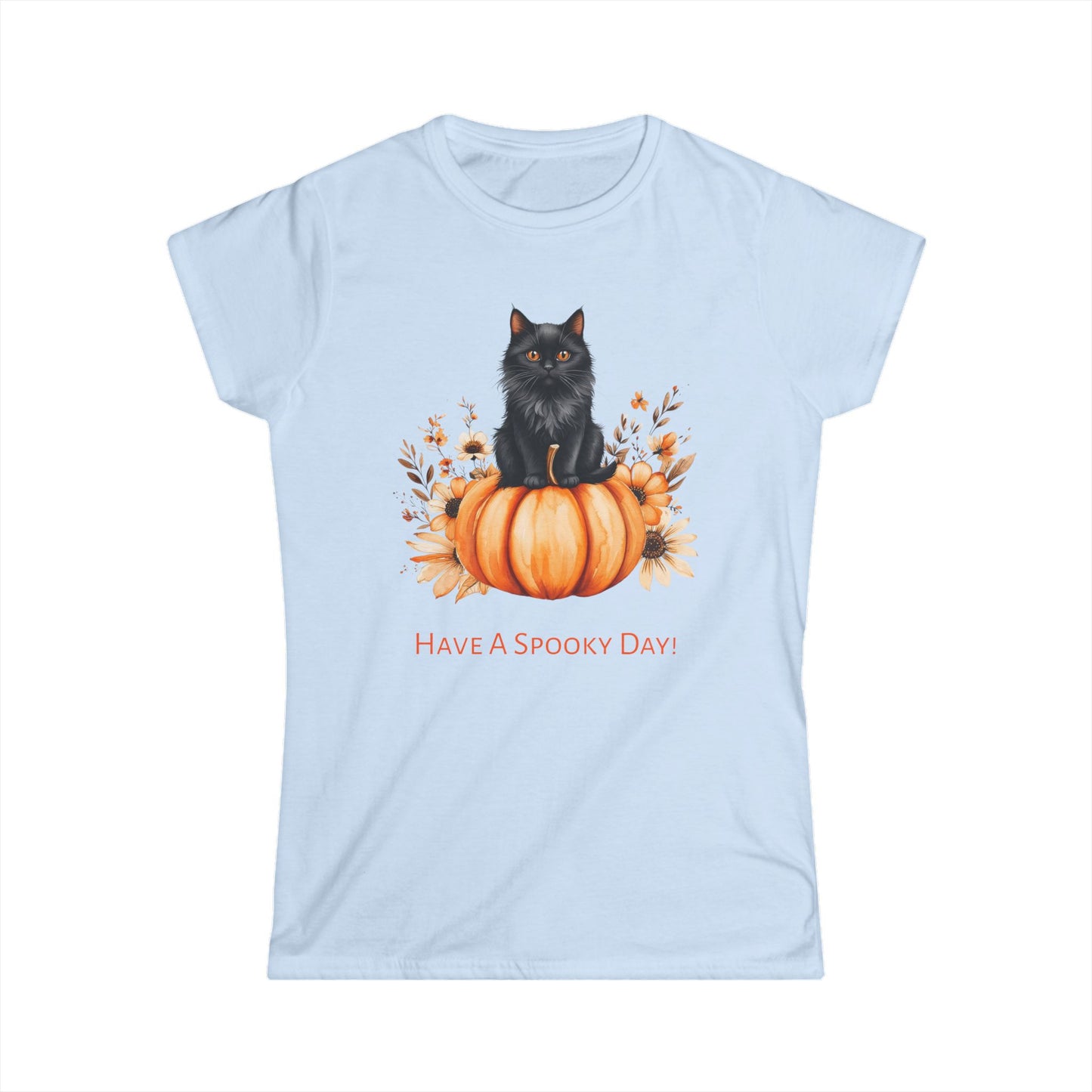 Halloween Cat Tee, Spooky Day Shirt, Fall Outfit, Pumpkin Lover Gift, Women's Graphic Tee, Cute Halloween Apparel