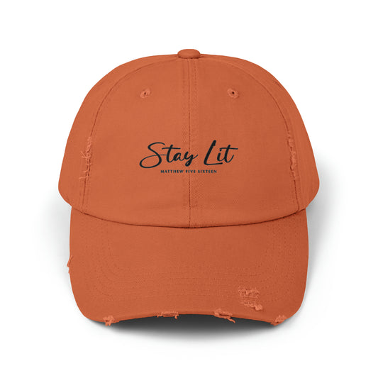 Stay Lit Unisex Distressed Cap