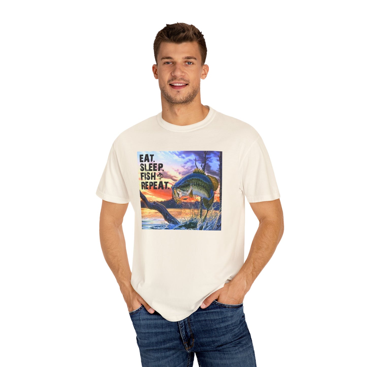 Eat Sleep Fish Repeat Unisex Garment-Dyed T-shirt