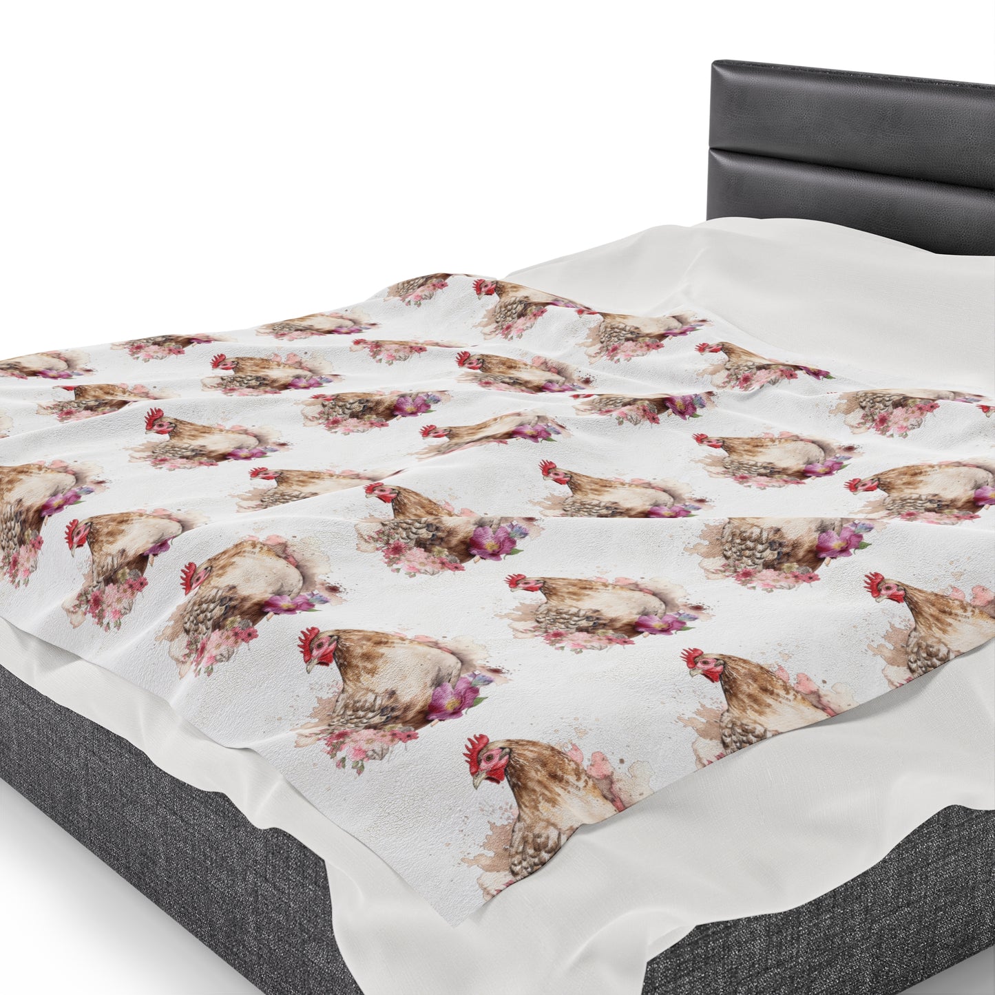Velveteen Plush Chicken Watercolor Blanket