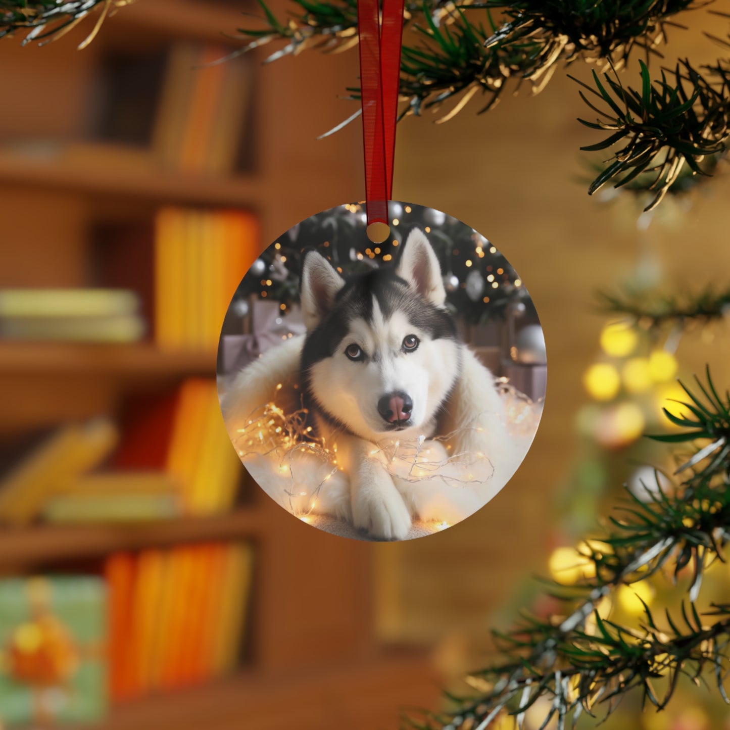 Husky #2 Metal Ornaments