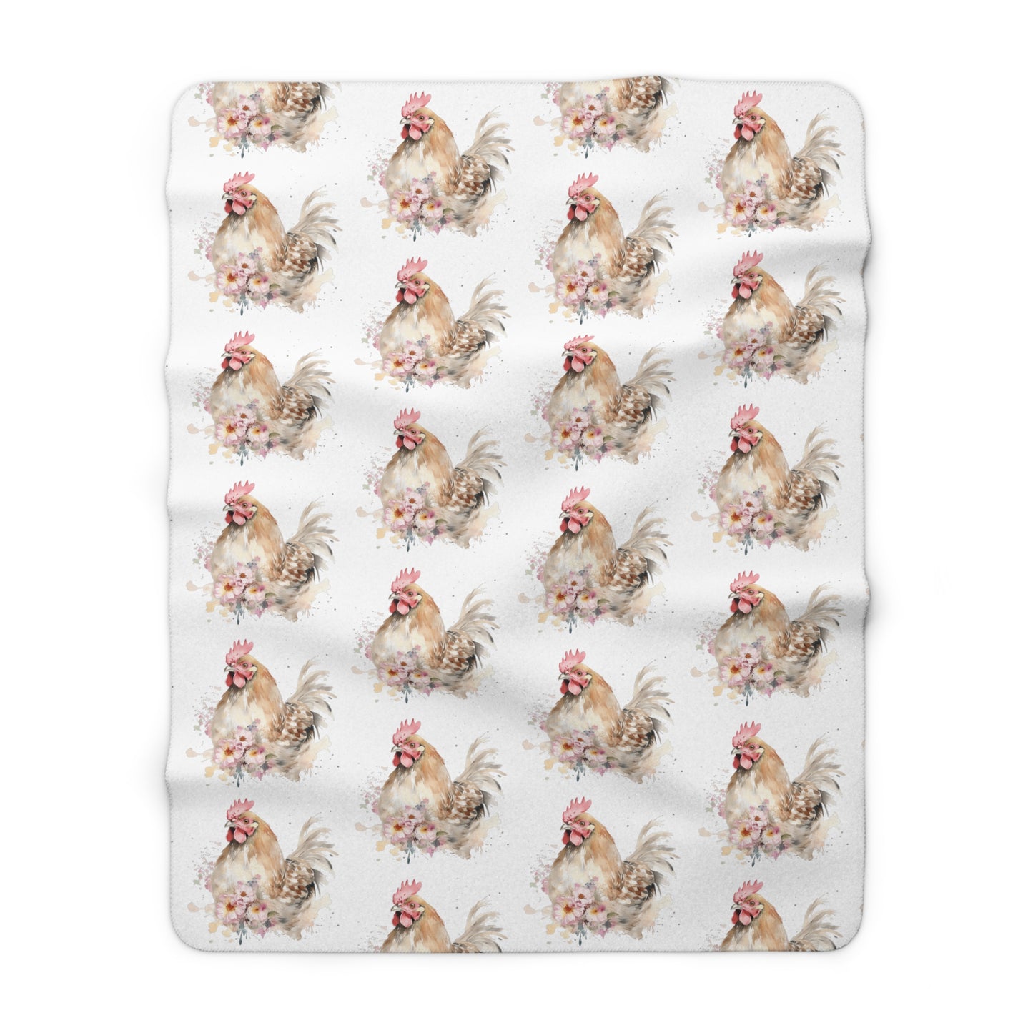Sherpa Fleece Watercolor Chicken Blanket
