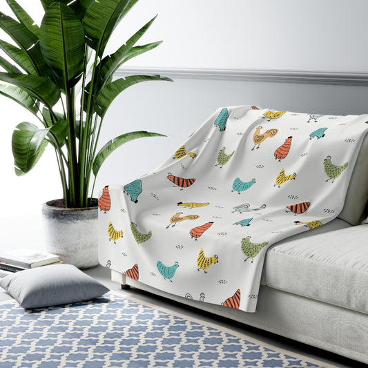 Sherpa Fleece Colorful Chicken Blanket