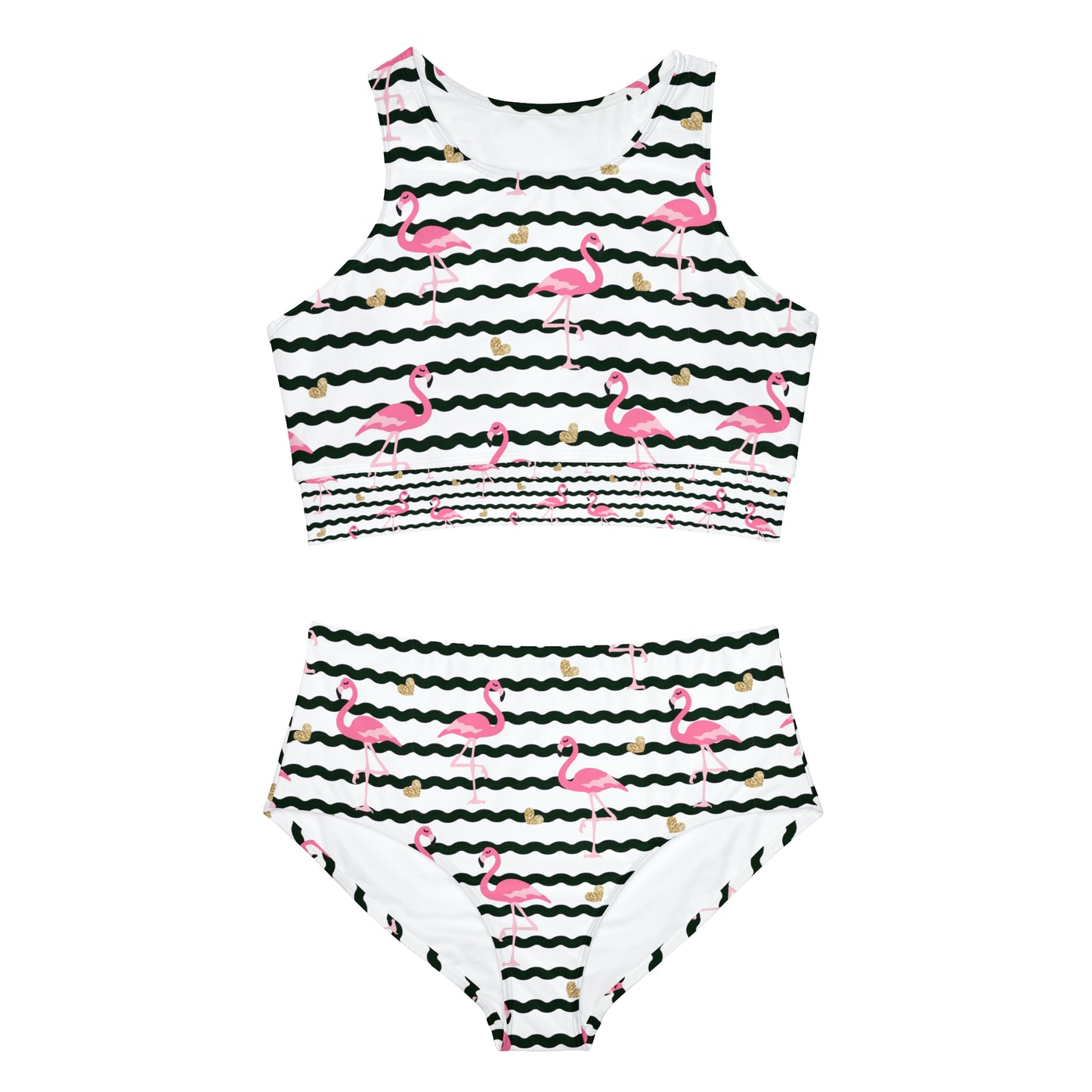 Flamingo & Stripes Sporty Bikini Set (AOP)