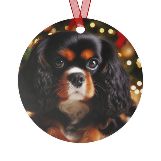 Black and Brown Caviler King Charles Spaniel Metal Ornaments