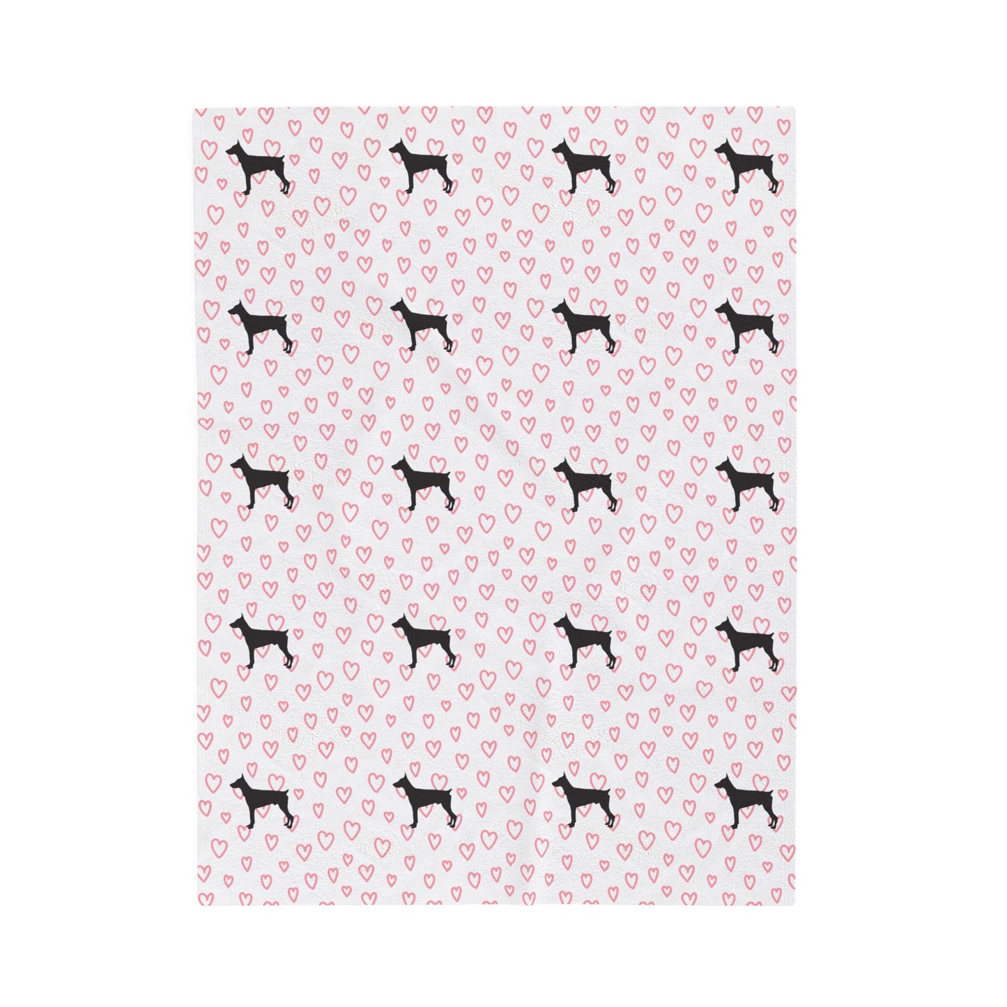 Doberman Hearts Velveteen Plush Blanket
