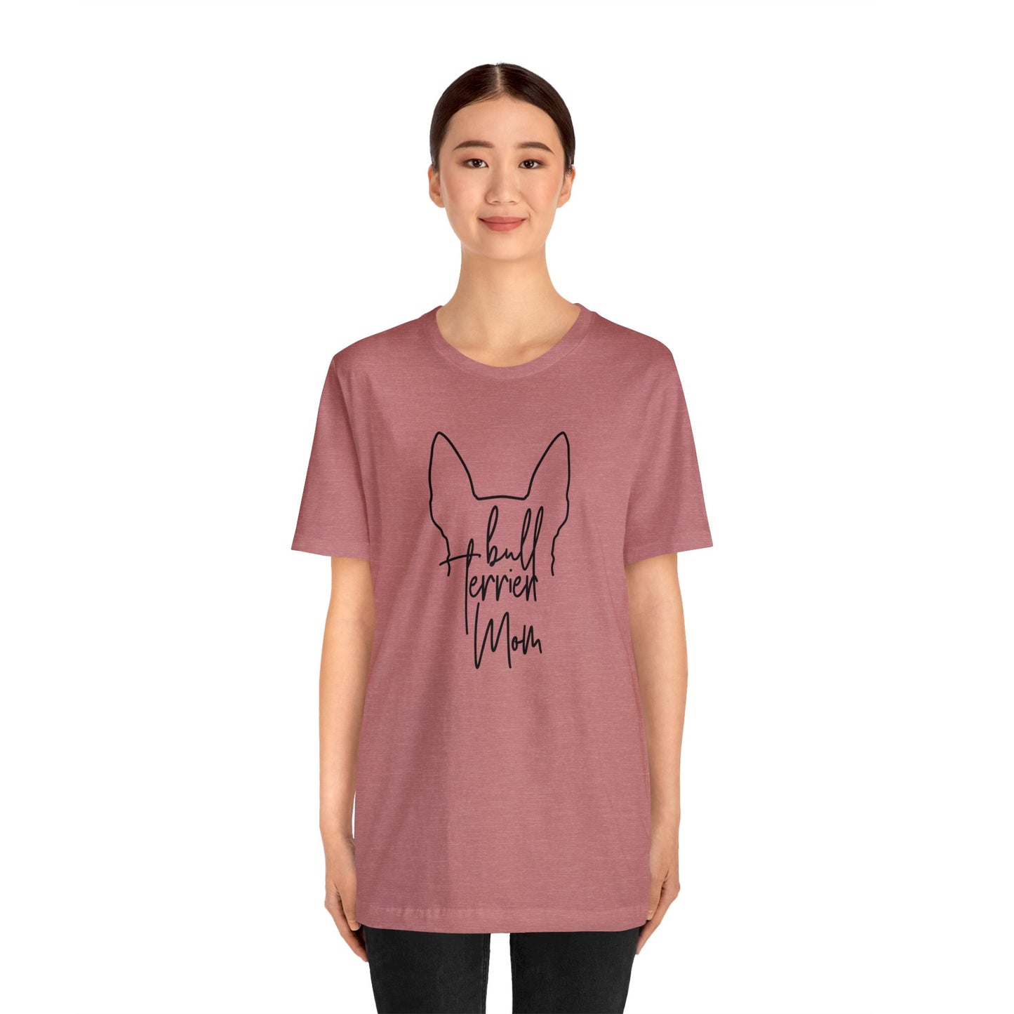 Bull Terrier Mom Outline Unisex Jersey Short Sleeve Tee