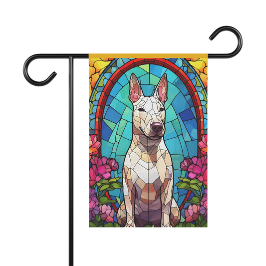 Bull Terrier Stained Glass Garden & House Banner