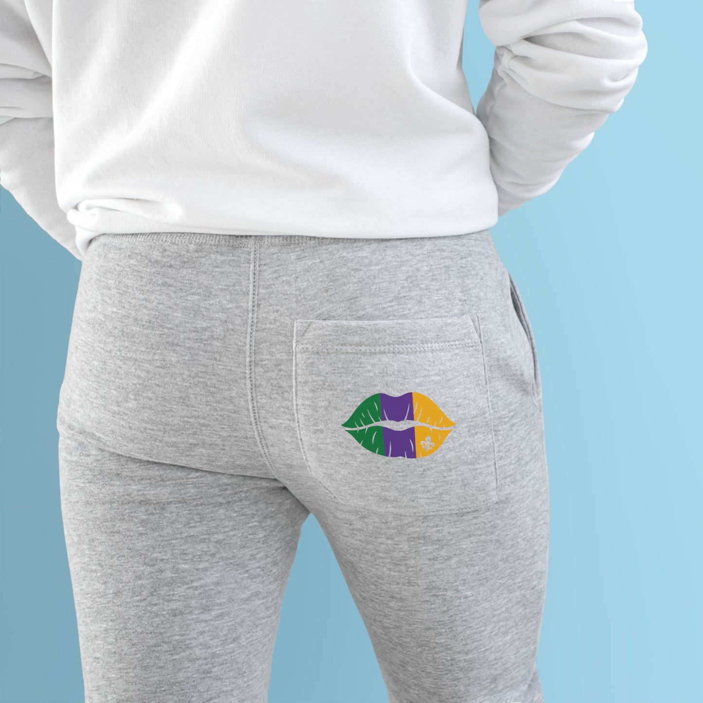 Mardi Gras Kiss This Unisex Fleece Joggers
