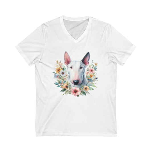 Flower Bull Unisex Jersey Short Sleeve V-Neck Tee