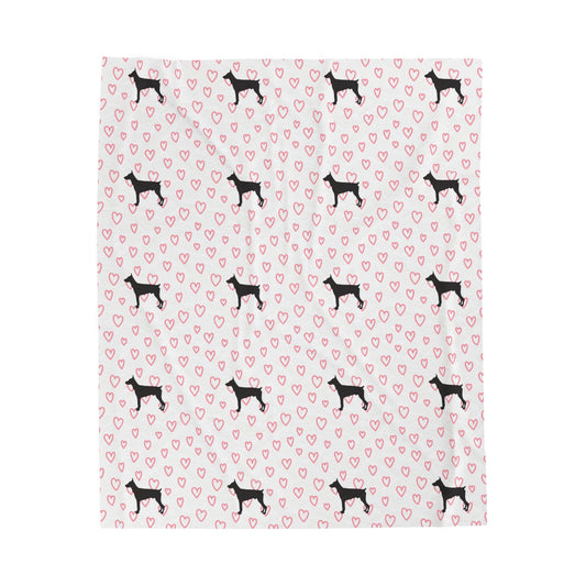 Doberman Hearts Velveteen Plush Blanket