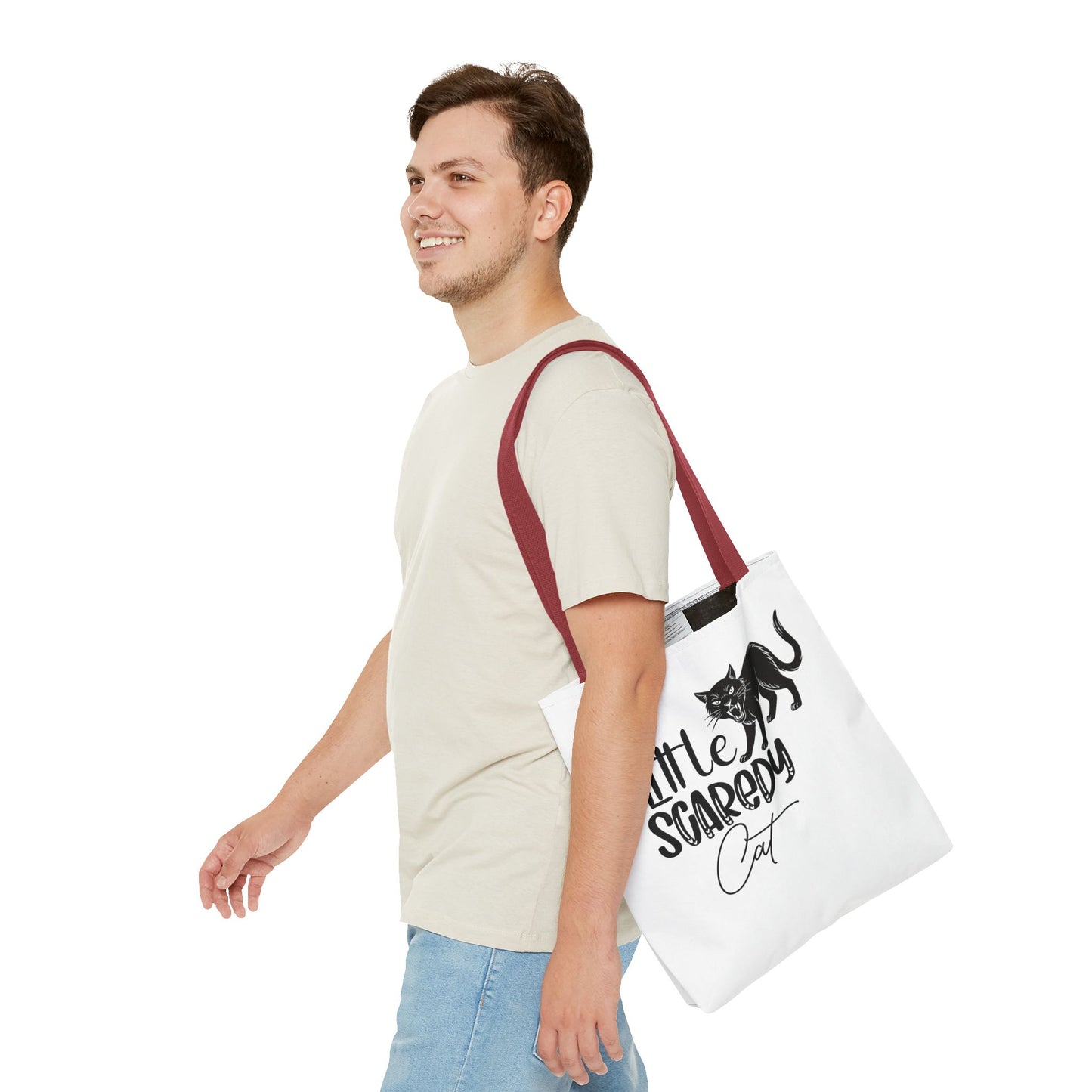 Scaredy Cat Tote Bag - Purrfect for Cat Lovers, Cute Gift for Halloween, Daily Use, Eco-Friendly, Pet Accessory, Funny Cat Humor
