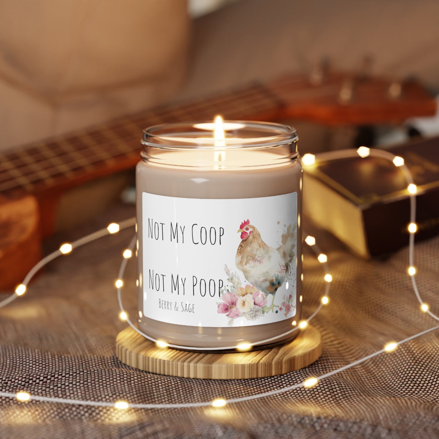 Chicken Watercolor Scented Soy Candle, 9oz