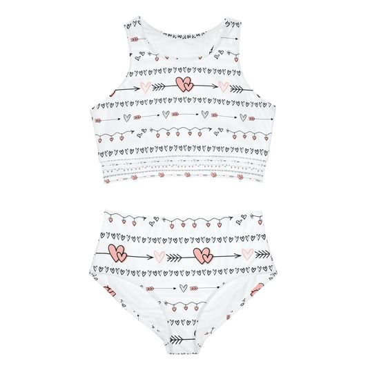 Hearts Sporty Bikini Set (AOP)