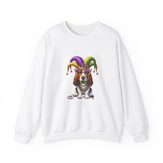 Basset Hound Mardi Gras Unisex Heavy Blend™ Crewneck Sweatshirt