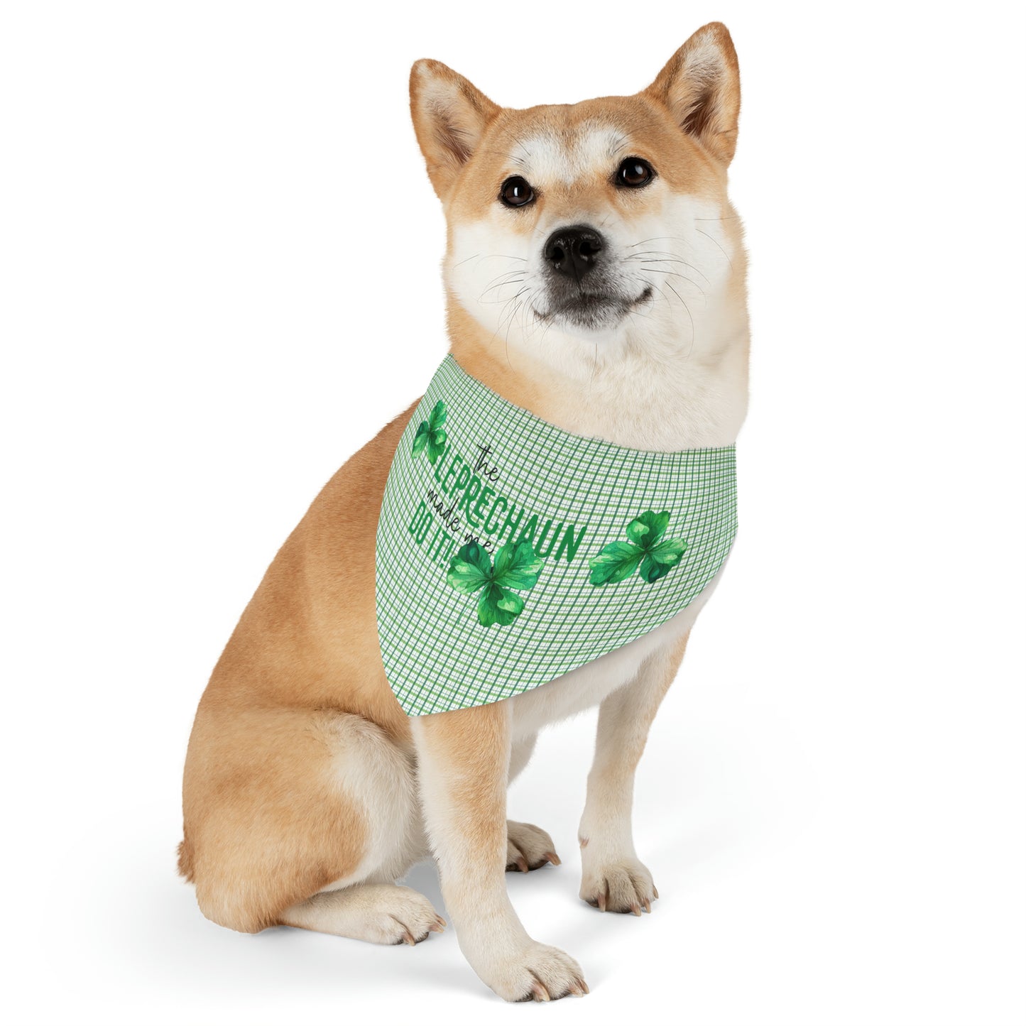 Green Plaid Pet Bandana Collar