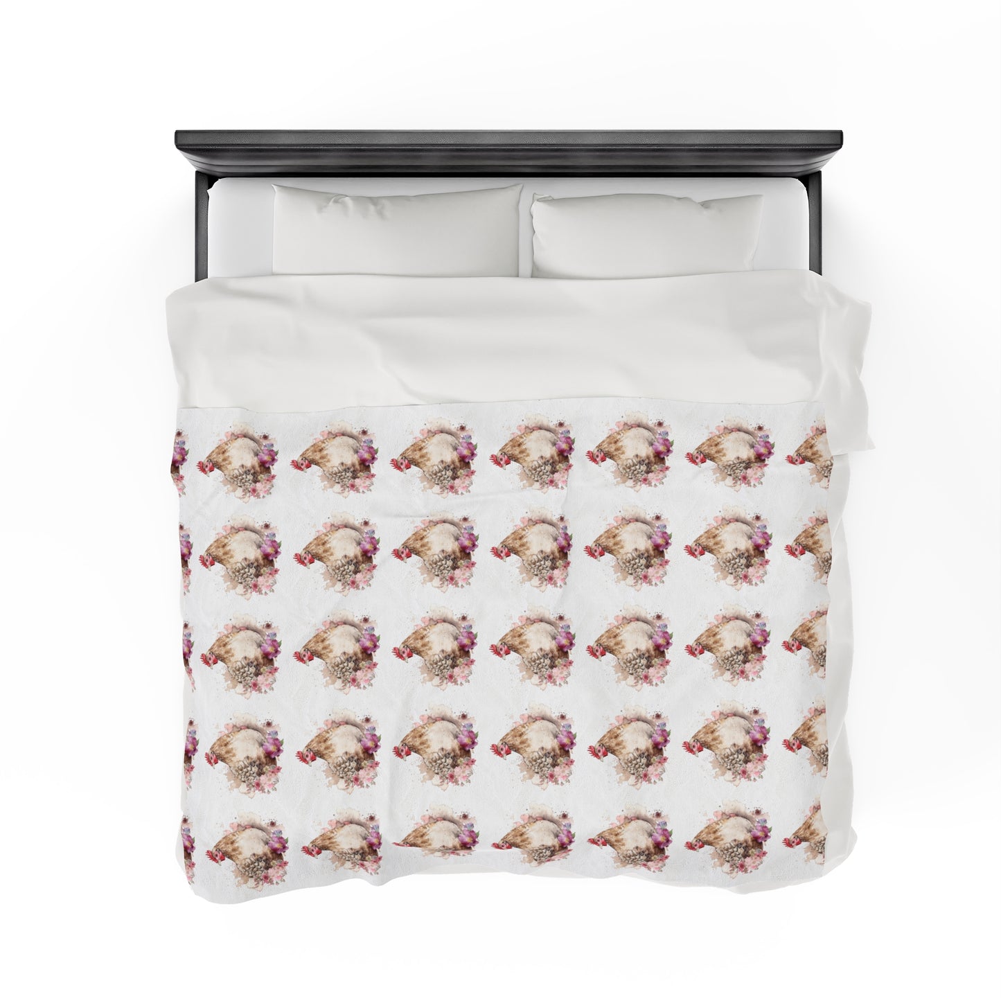 Velveteen Plush Chicken Watercolor Blanket