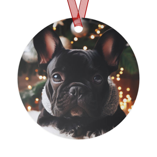 Black French Bulldog Metal Ornaments