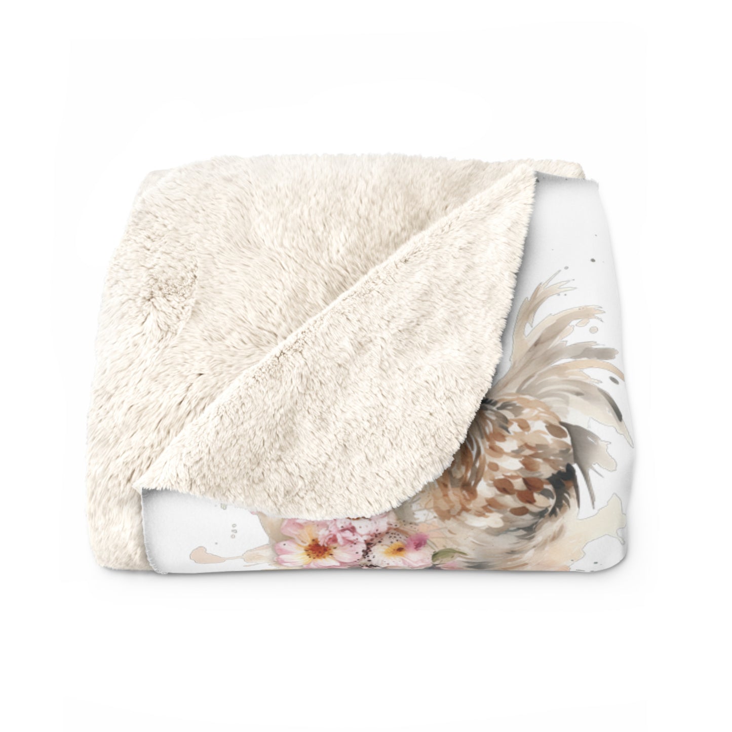 Sherpa Fleece Watercolor Chicken Blanket