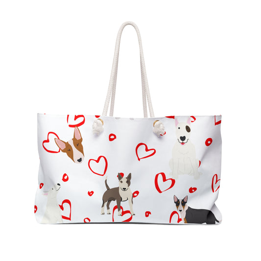 Bull Terrier Hearts Weekender Bag