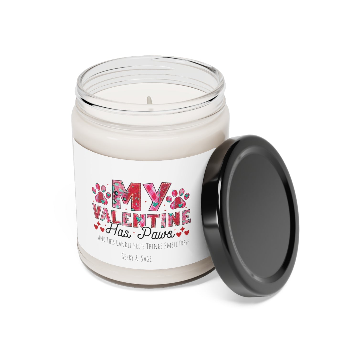 My Valentine Has Paws Scented Soy Candle, 9oz