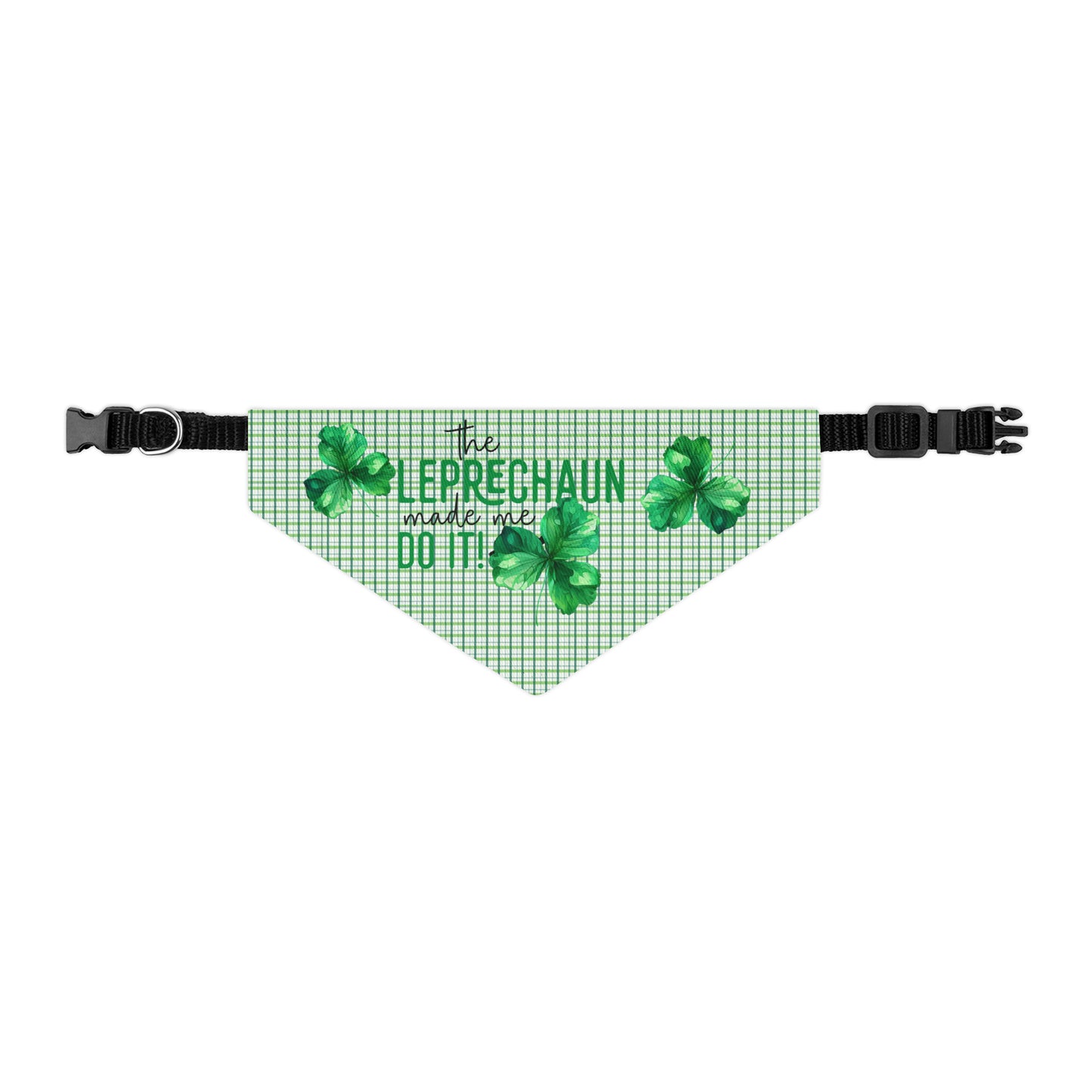 Green Plaid Pet Bandana Collar