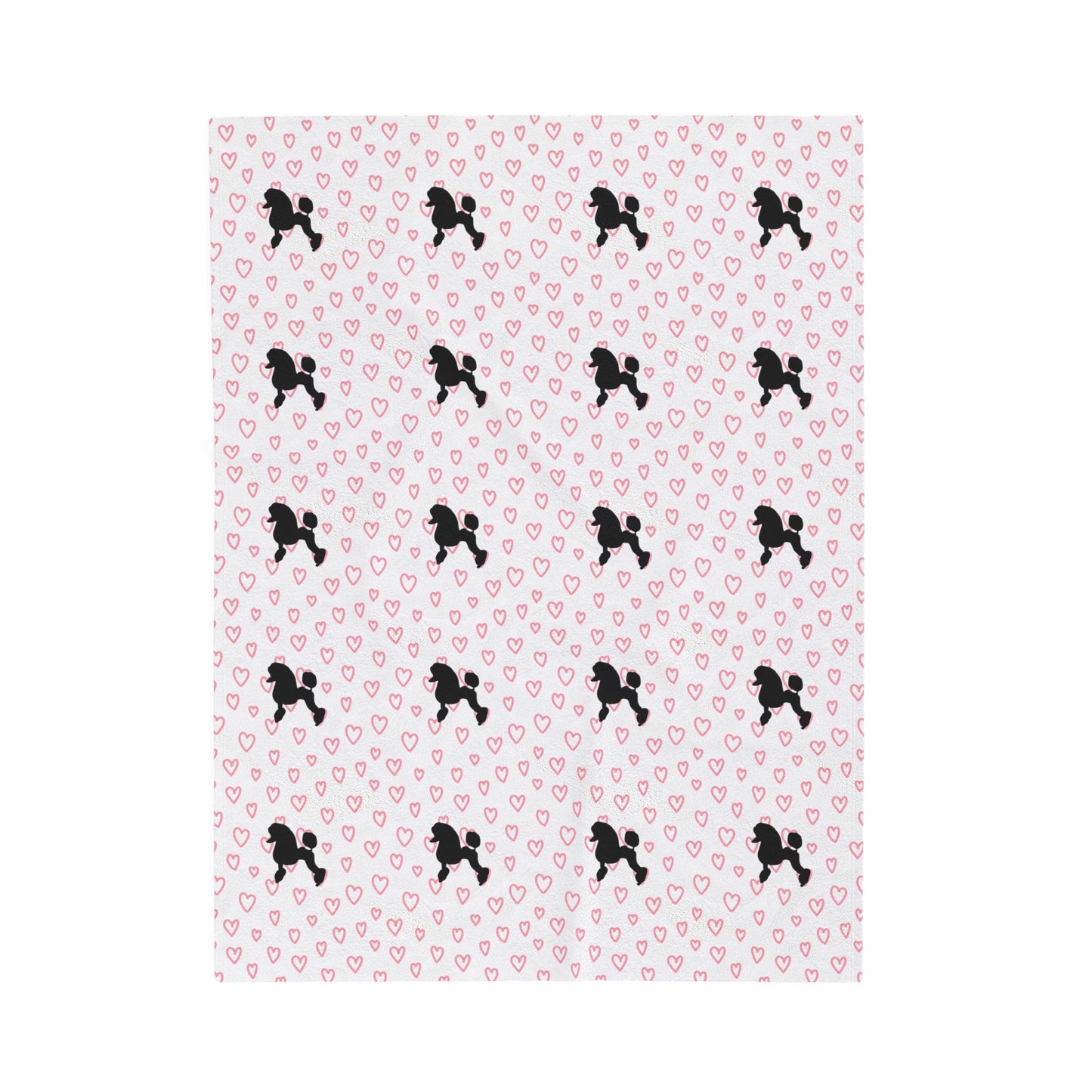 Poodle Hearts Velveteen Plush Blanket