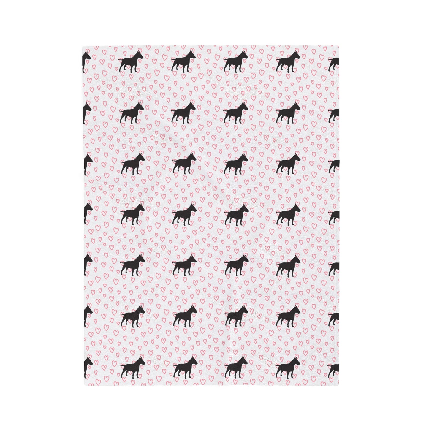 Bull Terrier Hearts Velveteen Plush Blanket