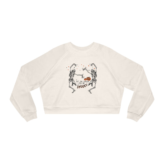 Women's Cropped Fleece Dancing Skeletons Pullover