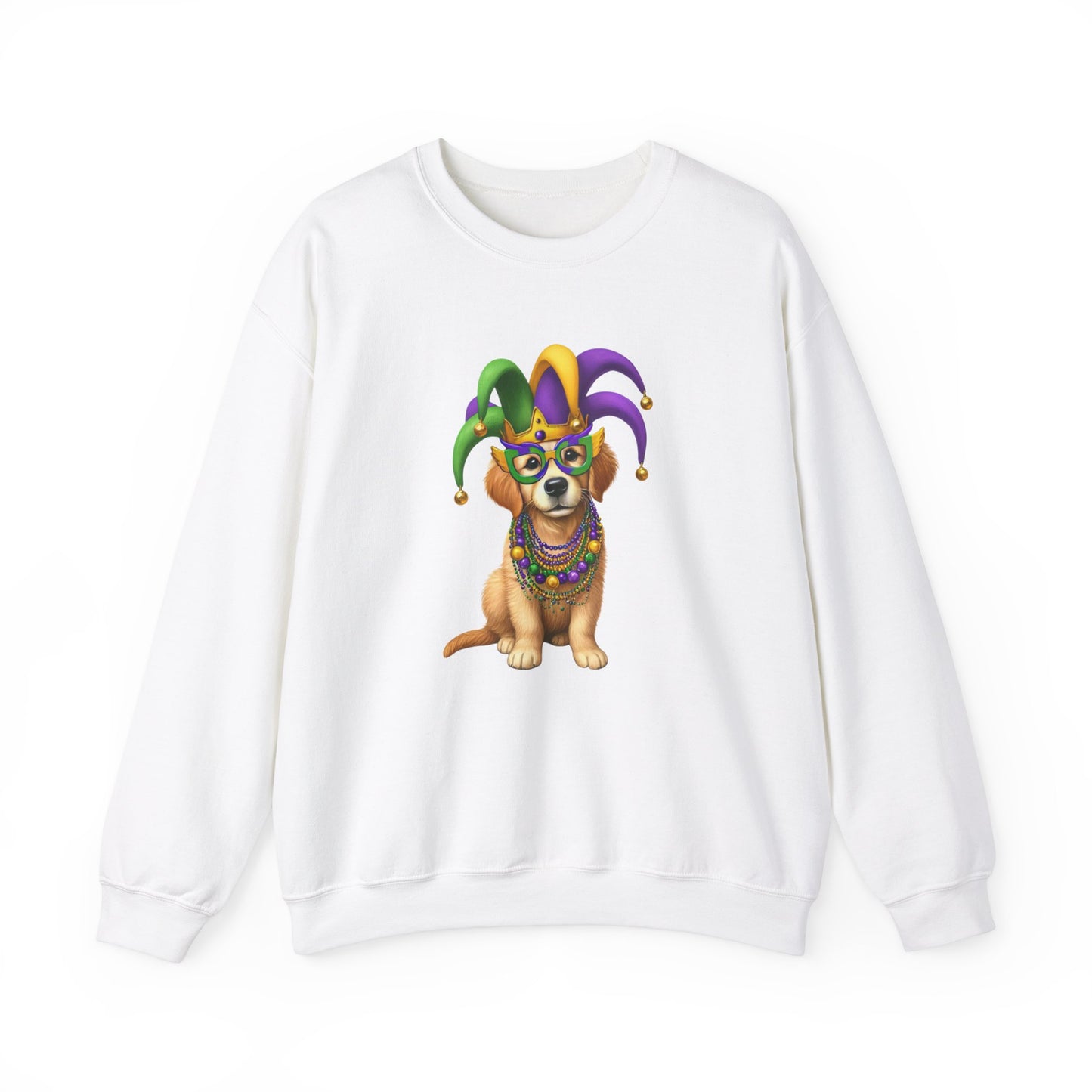 Golden Retriever Mardi Gras Unisex Heavy Blend™ Crewneck Sweatshirt