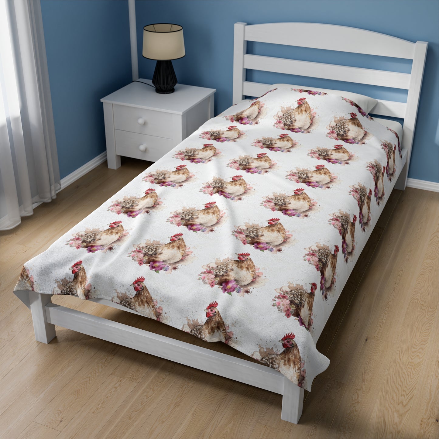 Velveteen Plush Chicken Watercolor Blanket