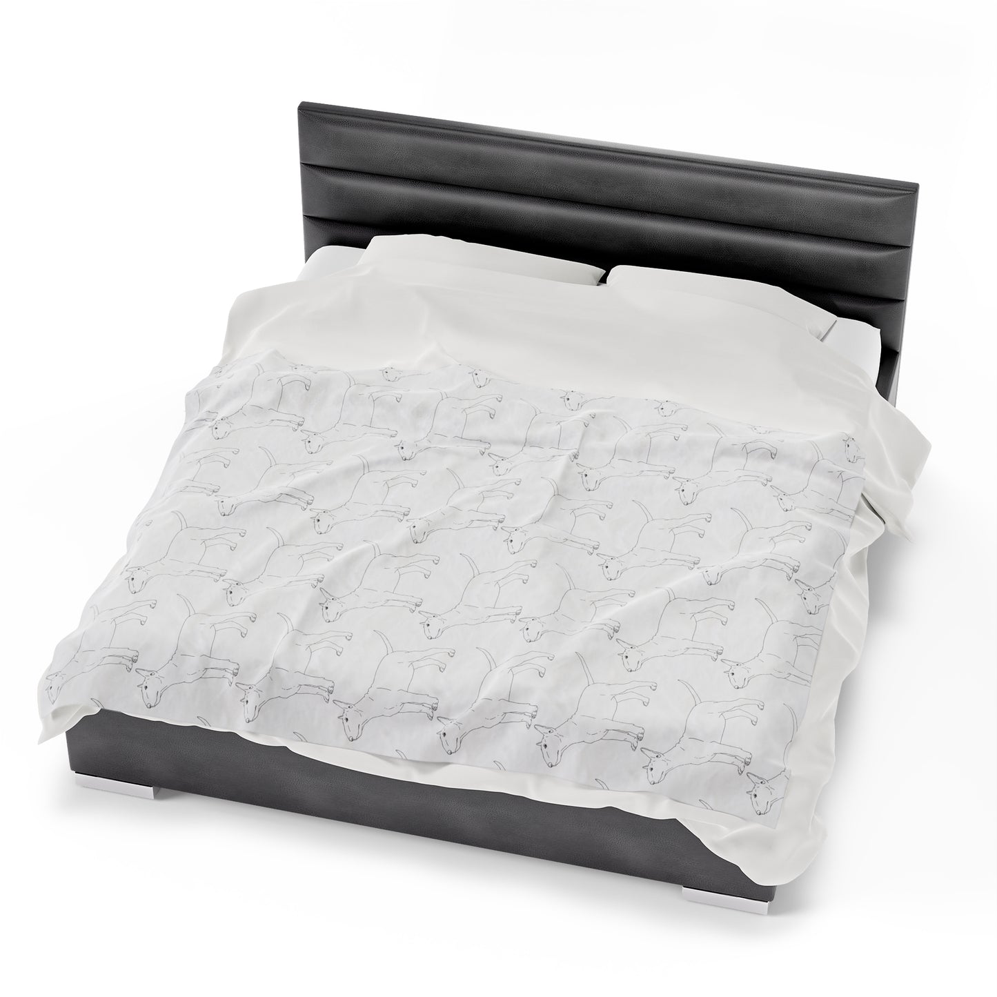Velveteen Plush Bull Terrier Sketch Blanket