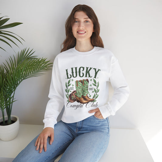 Graphic Sweatshirt Lucky Cowgirl Club St Patrick's Day