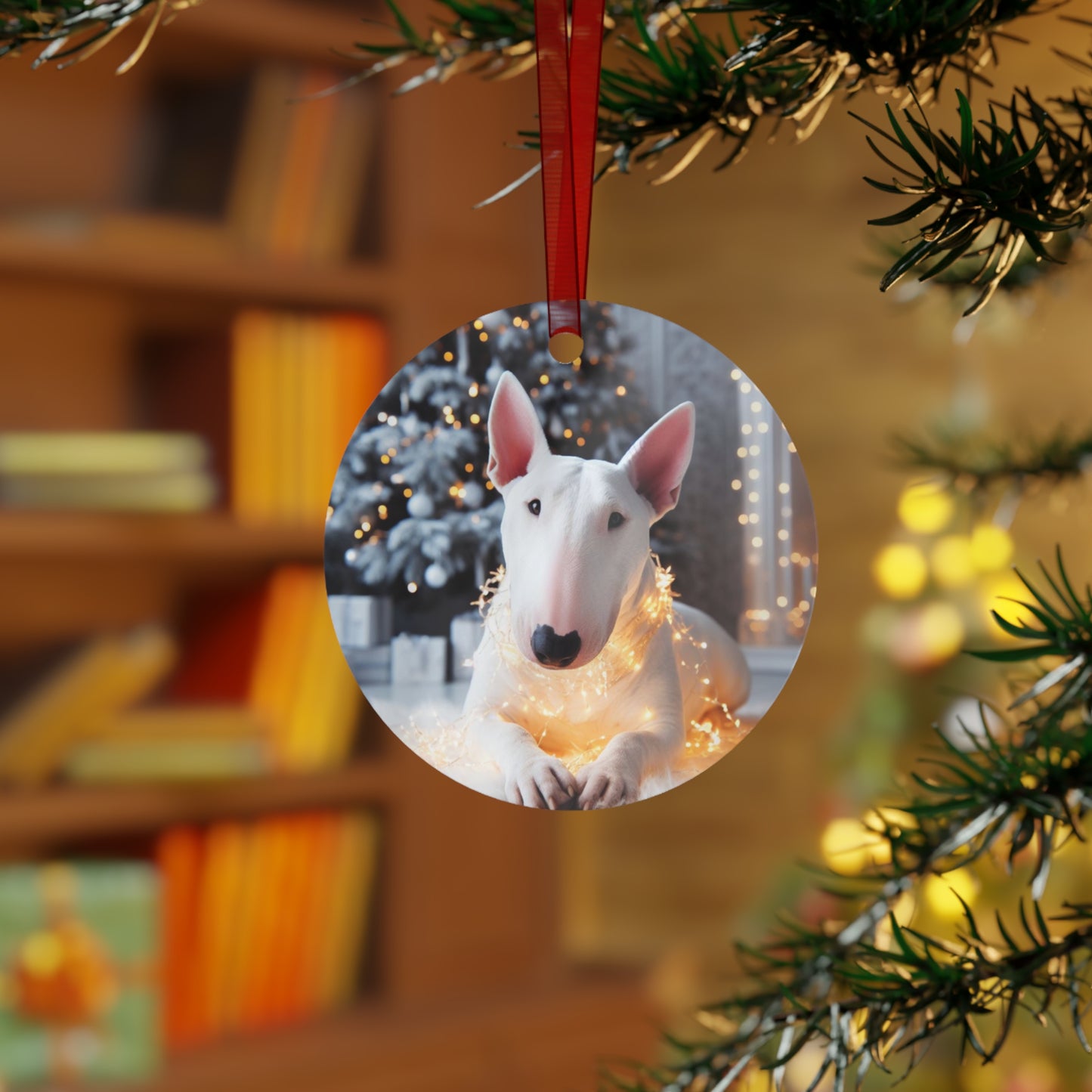 White Bull Terrier Metal Ornaments