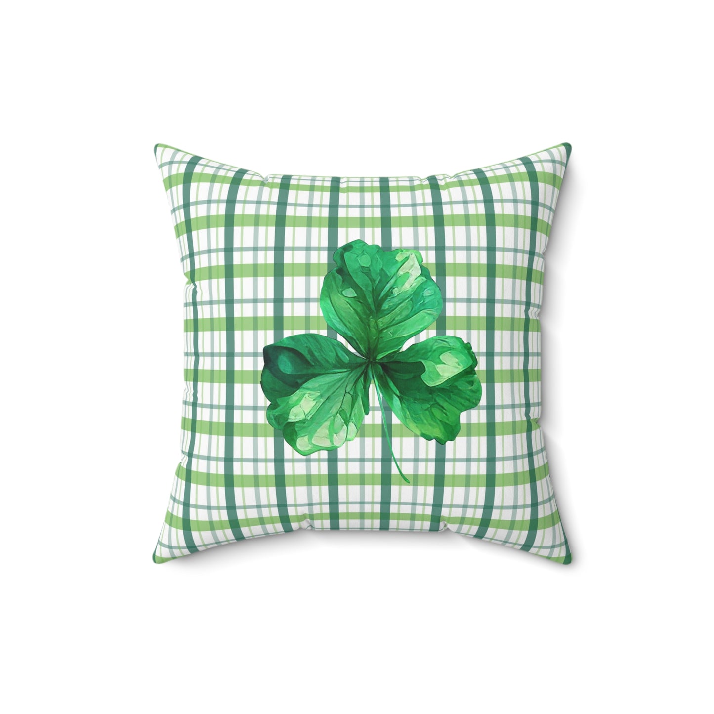 Green Plaid Spun Polyester Square Pillow