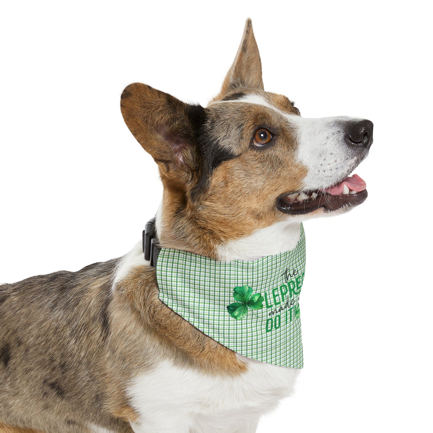 Green Plaid Pet Bandana Collar