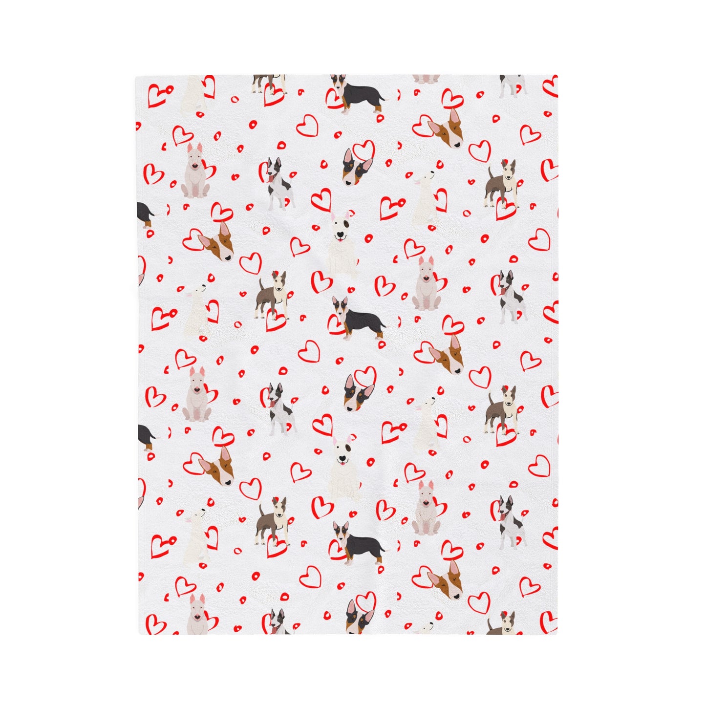 Valentine Bull Terrier Velveteen Plush Blanket