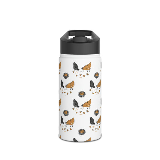 Chicken Stainless Steel Water Bottle, Standard Lid