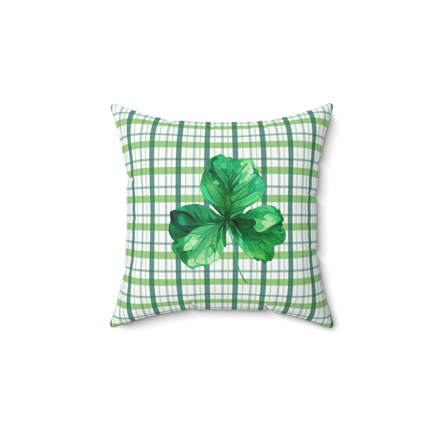Green Plaid Spun Polyester Square Pillow
