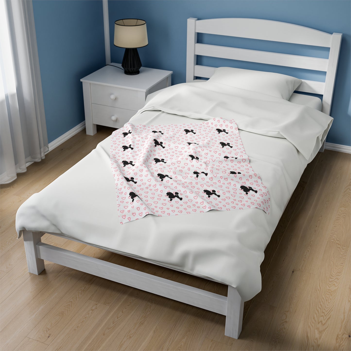 Poodle Hearts Velveteen Plush Blanket