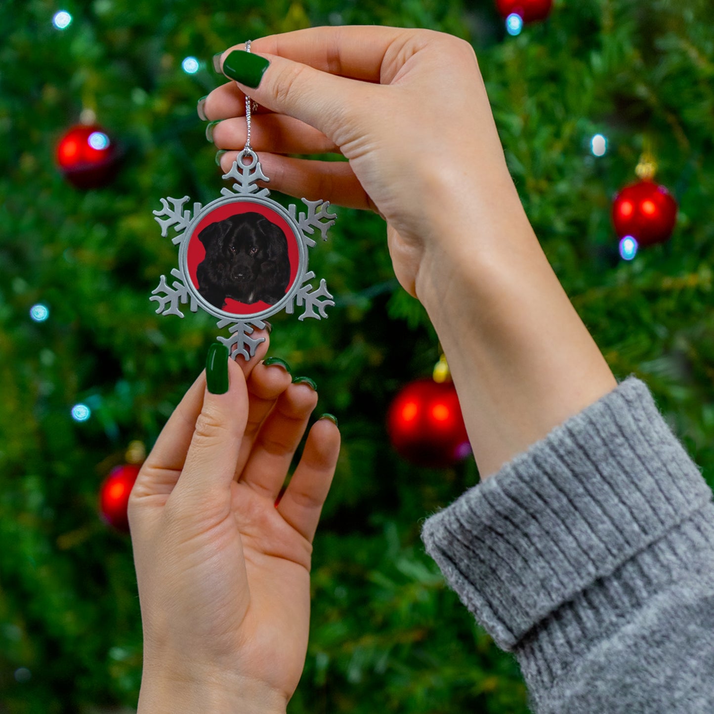 Pewter Snowflake Ornament, Personalized Christmas Decoration, Pet Memorial Ornament, Holiday Keepsake, Winter Home Decor