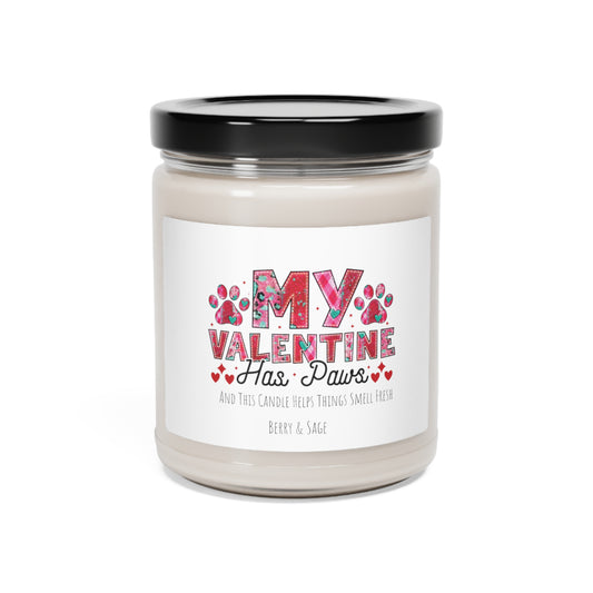 My Valentine Has Paws Scented Soy Candle, 9oz