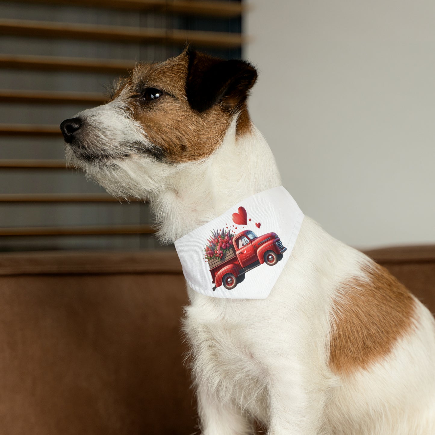 Valentine's Day Bull Terrier Truck Pet Bandana Collar
