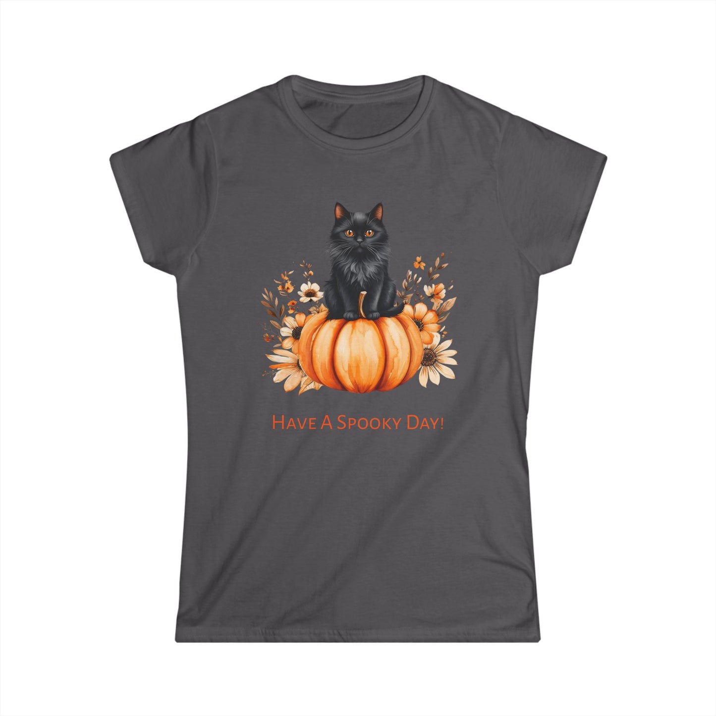 Halloween Cat Tee, Spooky Day Shirt, Fall Outfit, Pumpkin Lover Gift, Women's Graphic Tee, Cute Halloween Apparel