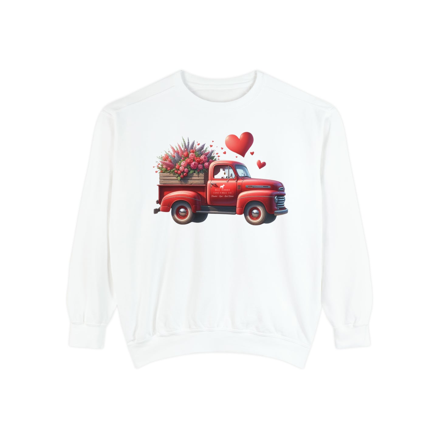 Eye Patch Valentine's Day Bull Terrier Truck Unisex Garment-Dyed Sweatshirt