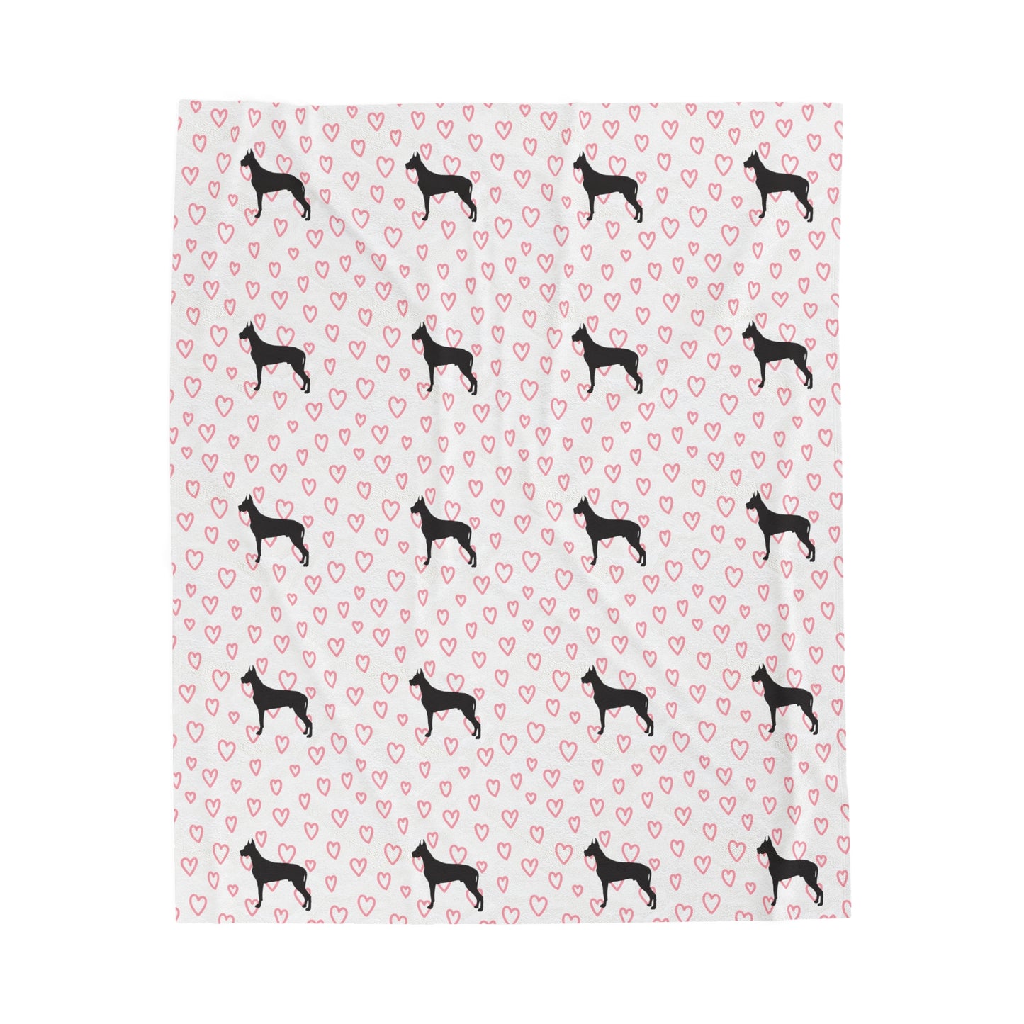 Great Dane Hearts Velveteen Plush Blanket