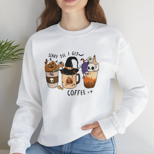 Unisex Heavy Blend™ Crewneck  Halloween Coffee Sweatshirt