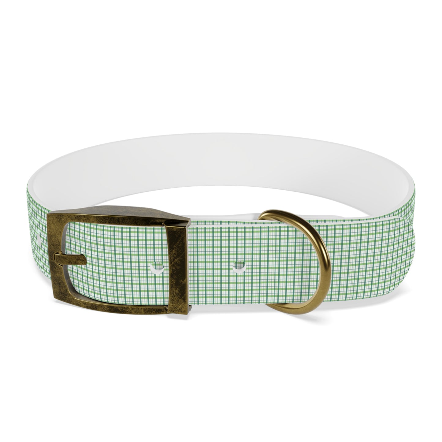 Green Plaid Dog Collar