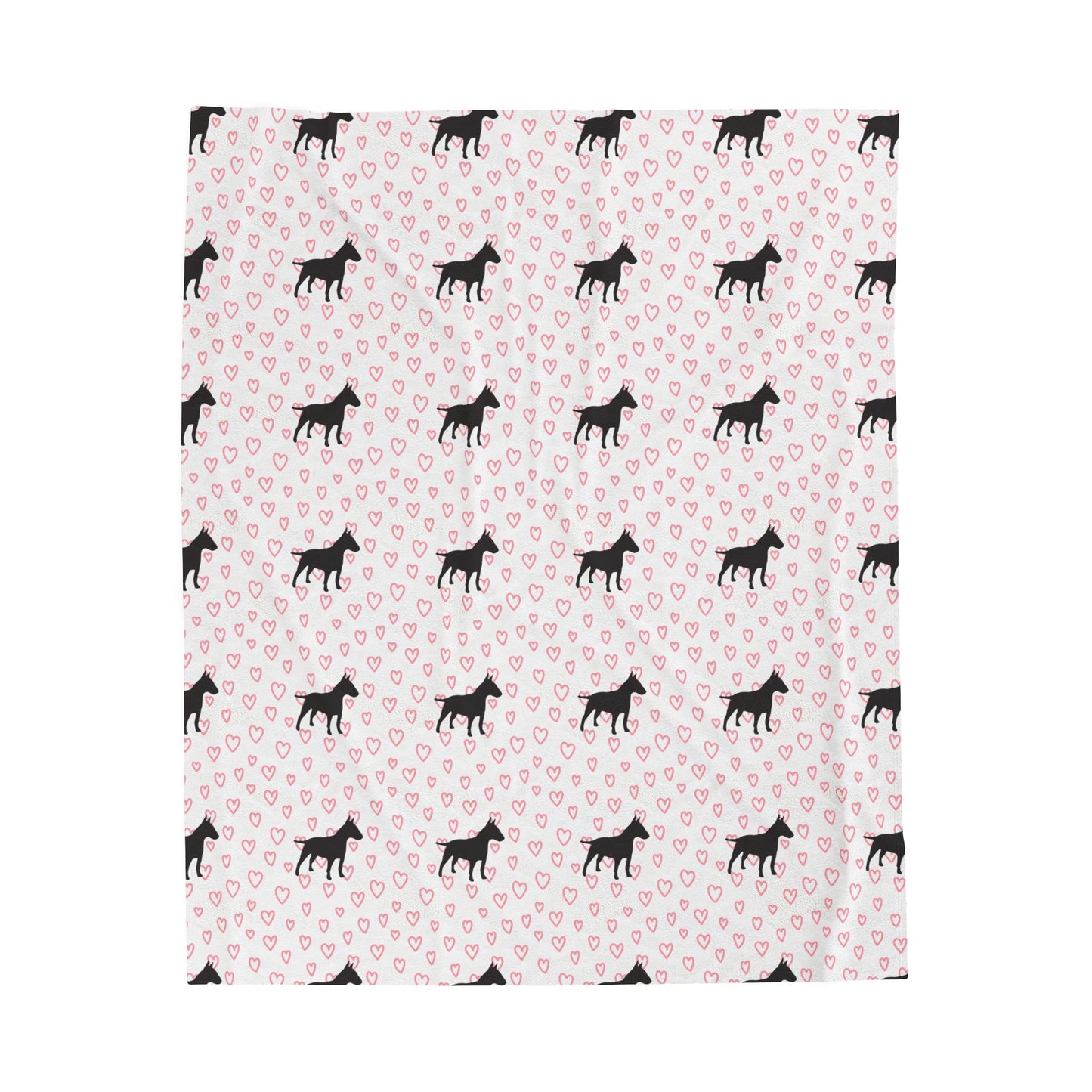 Bull Terrier Hearts Velveteen Plush Blanket